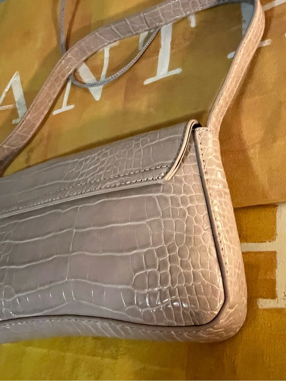 Anthropologie Maeve Faux-Leather Croc Purse - NWT - Cream